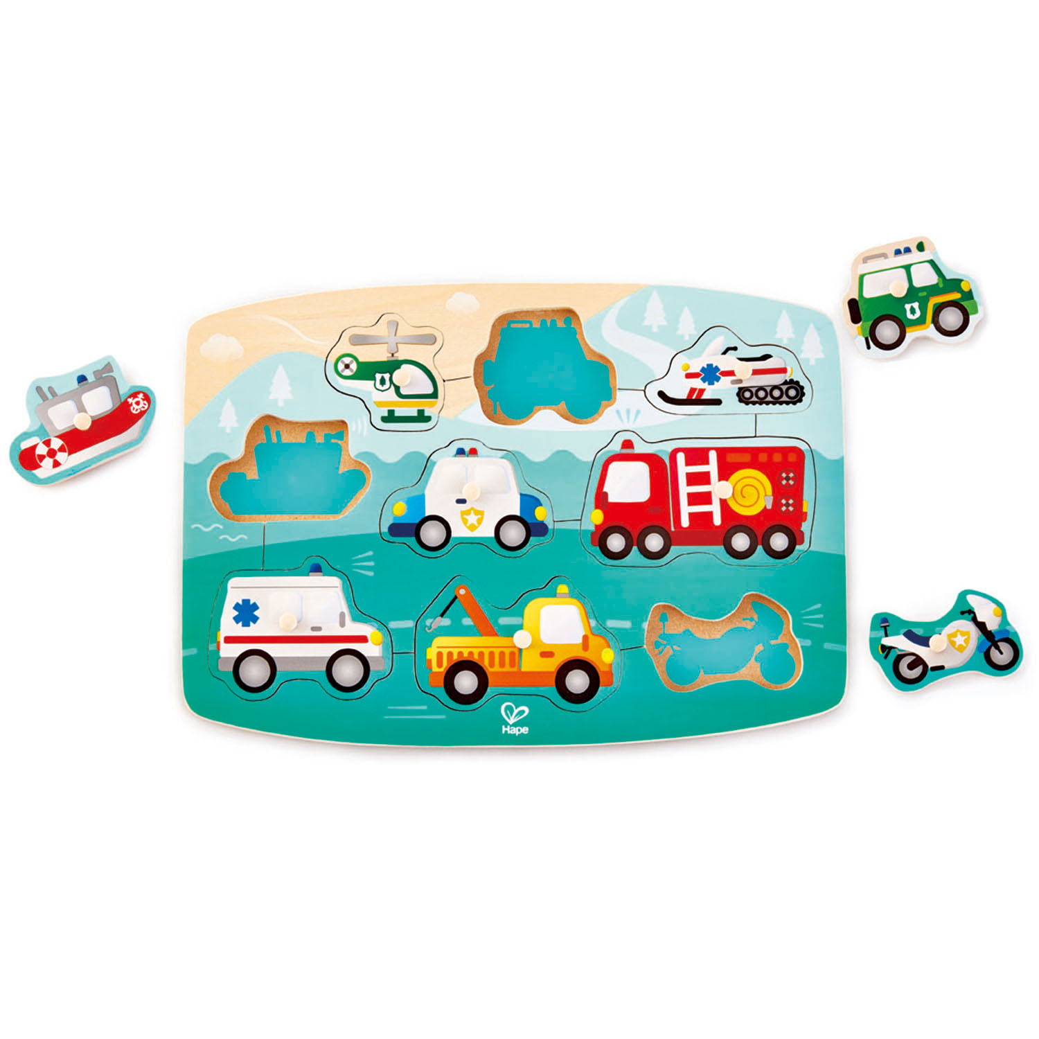 Knopfpuzzle Einsatzfahrzeuge, 9 teilig